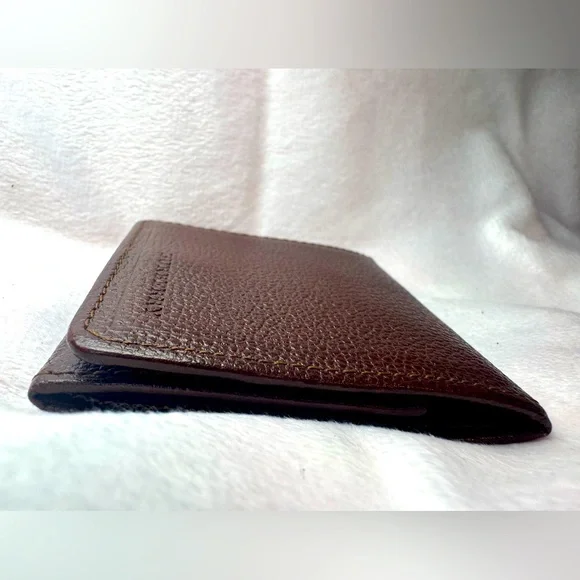 Burberry Coin Pouch | Brown Pebbled Leather | Nova Check Interior 3x3” - Picture 4 of 15